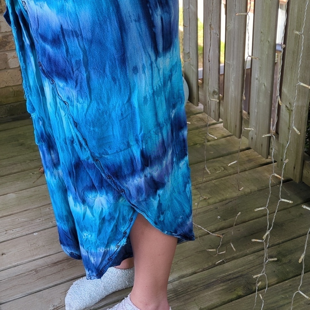 *Free With Purchase* Blue Tye Dye Wrap Pants - Picture 3 of 7